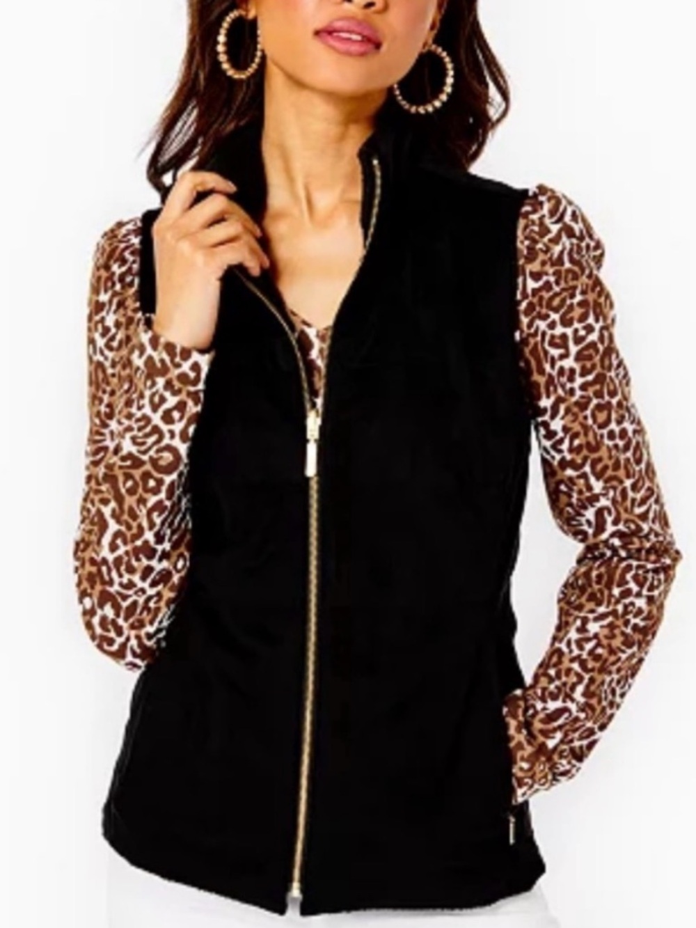 Lilly Pulitzer Skyden Reversible Suede/ Fleece Vest NWOT